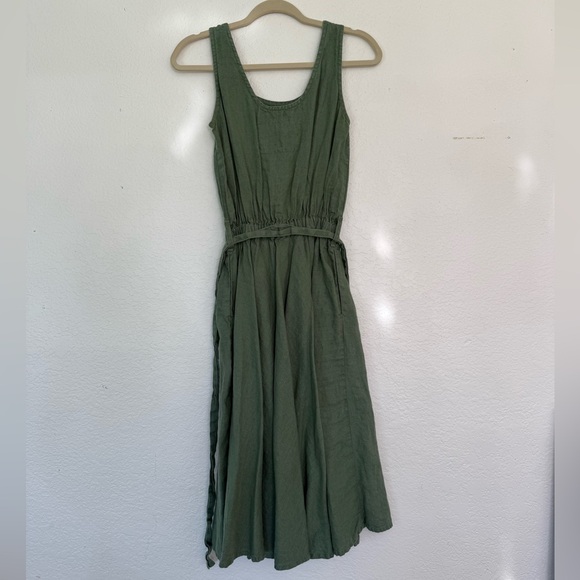 Not Perfect Linen Green Sleeveless Dress - Picture 2 of 5